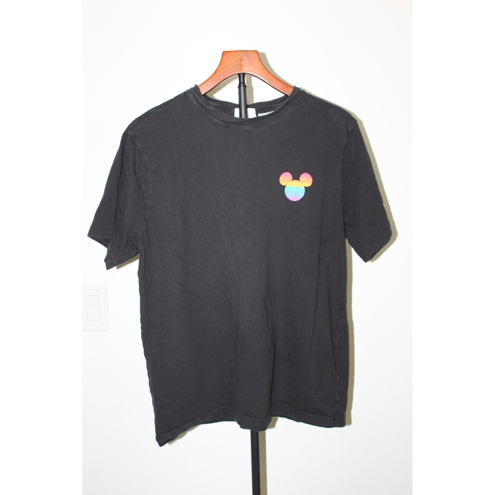 Disney Walt Disney World Rainbow Mickey Mouse Graphic T-Shirt Black Large L